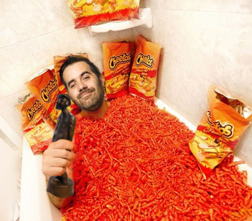 Jean-Sébartien Girard prend un bain de Cheetos